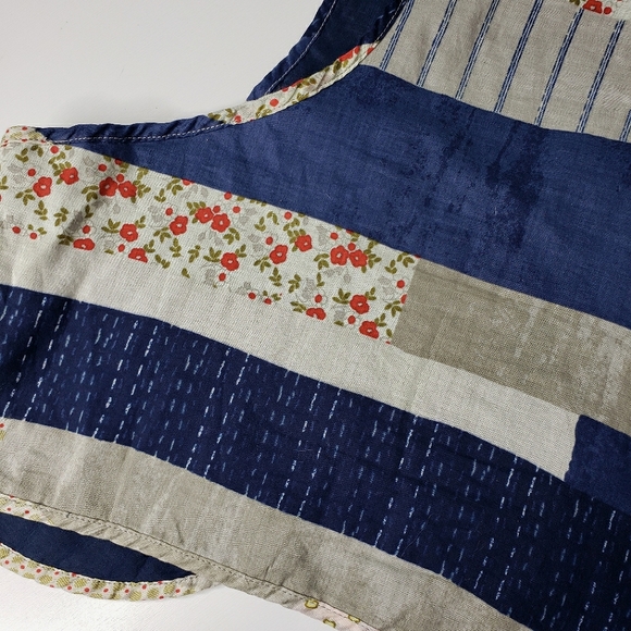 Ruehl Open Patchwork Print Boho Farm Cabin Hippie Cotton Girl's Vest Small - Picture 8 of 14